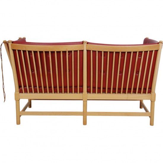Børge Mogensen Spoke-back sofa in red leather