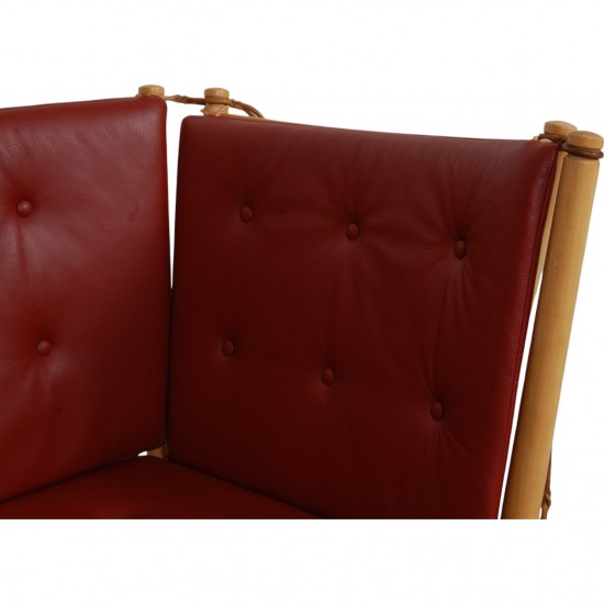 Børge Mogensen Spoke-back sofa in red leather