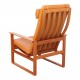 Børge Mogensen Sled chair with mahogany wood and newly upholstered with cognac aniline leather