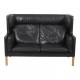 Børge Mogensen 2 pers Coupé sofa with original patinated black leather and oak wood legs