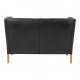 Børge Mogensen 2 pers Coupé sofa with original patinated black leather and oak wood legs