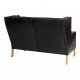 Børge Mogensen 2 pers Coupé sofa with black patinated leather and oak wood legs