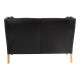 Børge Mogensen 2 pers Coupé sofa with black patinated leather and oak wood legs