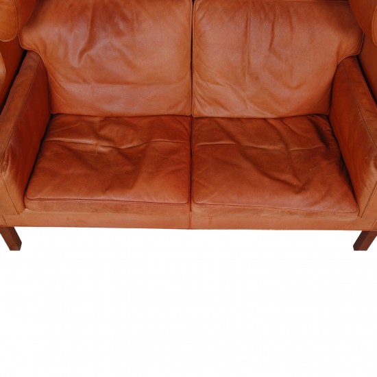 Børge Mogensen Coupé sofa 2192 in original patinated cognac leather