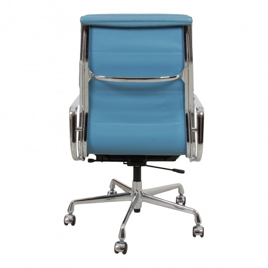 Charles Eames Ea-219 office chair fully upholstered in blue leather