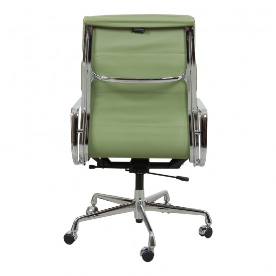 Charles Eames Ea-219 office chair fully upholstered in Green leather