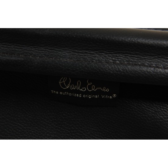 Charles Eames kontorstol Ea-219 fuldpolstret i sort læder
