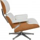 Charles Eames Lounge chair med skammel i hvidt læder
