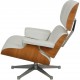 Charles Eames Lounge chair med skammel i hvidt læder