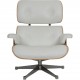 Charles Eames Lounge chair med skammel i hvidt læder