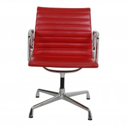 Charles Eames Ea-108 chair upholstered with red leather Charles Eames Ea-108 chair upholstered with red leather