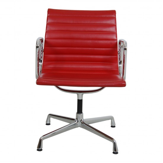 Charles Eames Ea-108 chair upholstered with red leather
