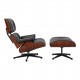 Charles Eames Ny Lounge chair med fodskammel i sort læder og palisander