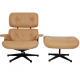 (NEW) Charles Eames Lounge chair with ottoman in caramel coloured leather