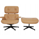 (NY) Charles Eames Lounge chair med skammel i karamel farvet læder