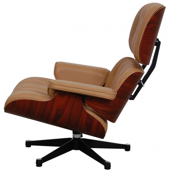 (NY) Charles Eames Lounge chair med skammel i karamel farvet læder
