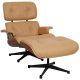 (NEW) Charles Eames Lounge chair with ottoman in caramel coloured leather