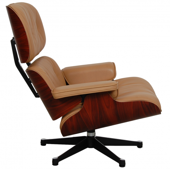 (NY) Charles Eames Lounge chair med skammel i karamel farvet læder