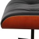 Charles Eames Ottoman in black leather and cherry wood