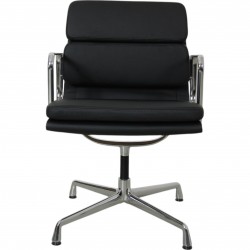 Charles Eames Ea-208 chair reupholstered in black bizon leather