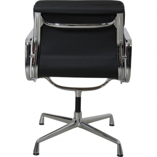 Charles Eames Ea-208 chair reupholstered in black bizon leather