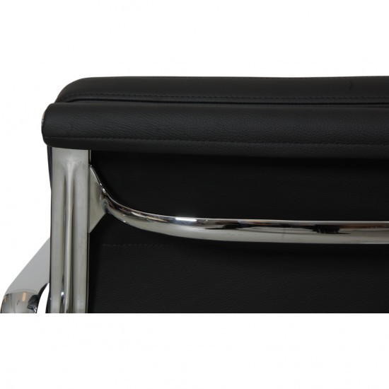Charles Eames Ea-208 chair reupholstered in black bizon leather