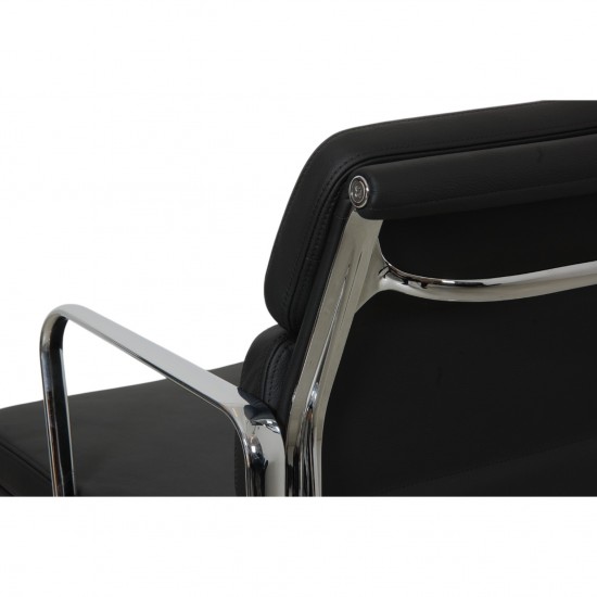 Charles Eames Ea-208 chair reupholstered in black bizon leather