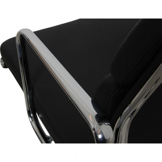Charles Eames Ea-208 chair reupholstered in black bizon leather