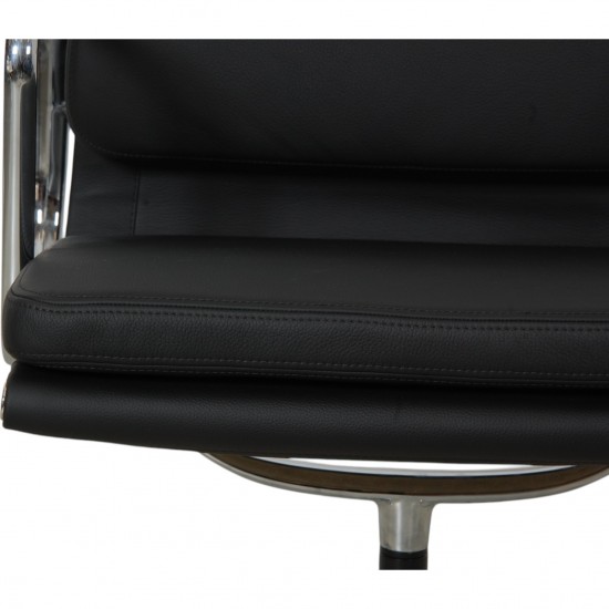 Charles Eames Ea-208 chair reupholstered in black bizon leather
