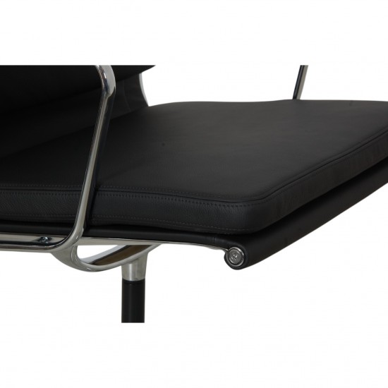 Charles Eames Ea-208 chair reupholstered in black bizon leather