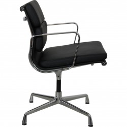 Charles Eames Ea-208 chair reupholstered in black bizon leather