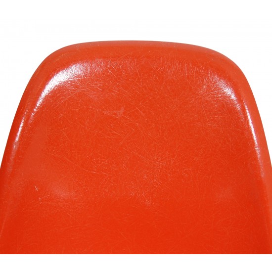 Set of 4 orange Charles Eames DSR Chairs (4)