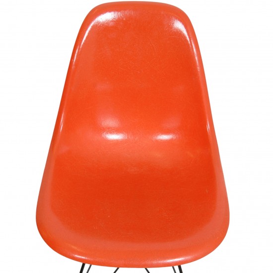 Set of 4 orange Charles Eames DSR Chairs (4)