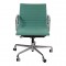 Charles Eames EA-117 office chair with green fabric and a chrome frame