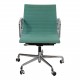 Charles Eames EA-117 office chair with green fabric and a chrome frame