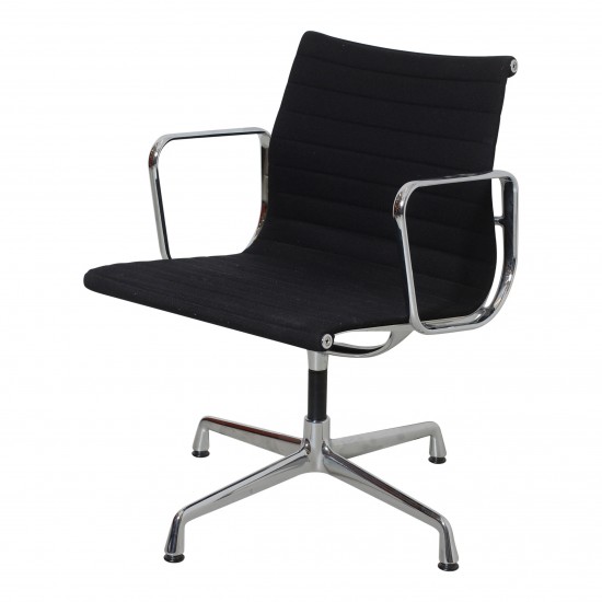 Charles Eames Ea 108 chair with black patinated hopsak fabric