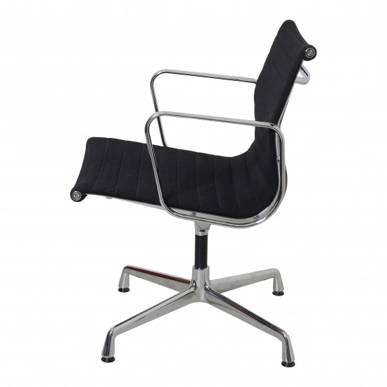 Charles Eames Ea 108 chair with black patinated hopsak fabric