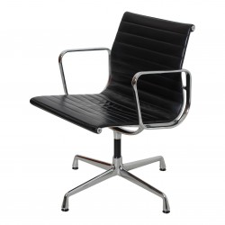 Charles Eames EA-108 chair with patinated black leather Charles Eames EA-108 chair with patinated black leather