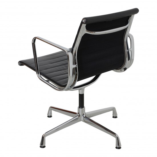 Charles Eames EA-108 chair with patinated black leather