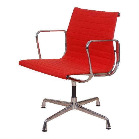 Charles Eames Ea-108 chair with red hopsak fabric