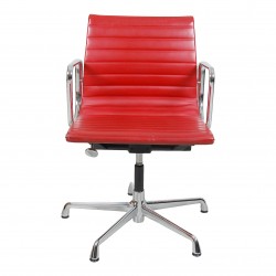 Charles Eames Ea-108 chair red leather with tilt and return rotation Charles Eames Ea-108 chair red leather with tilt and return rotation