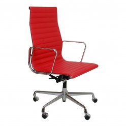 Charles Eames Kontorstol EA-119 i rød læder Charles Eames Kontorstol EA-119 i rød læder