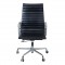 Charles Eames Ea-119 office chair with black leather and chrome frame, nice patina