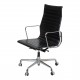 Charles Eames Ea-119 office chair with black leather and chrome frame, nice patina