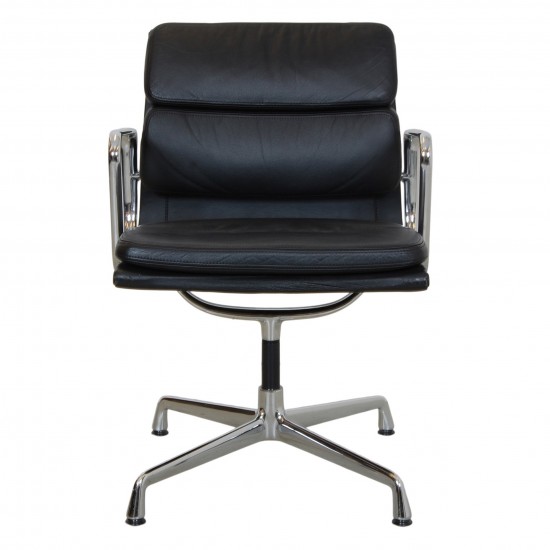 Charles Eames EA-208 chair in black leather, chrome 2000-2004