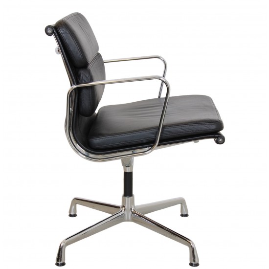 Charles Eames EA-208 chair in black leather, chrome 2000-2004