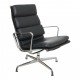 Charles Eames Ea-215 softpad chair in black leather and chrome