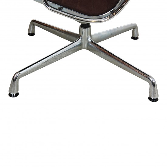 Charles Eames EA-122 chair in brown hopsak fabric and chrome