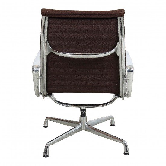 Charles Eames EA-122 chair in brown hopsak fabric and chrome