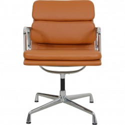Charles Eames Ea-208 chair reupholstered in cognac bizon leather